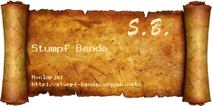 Stumpf Bende névjegykártya
